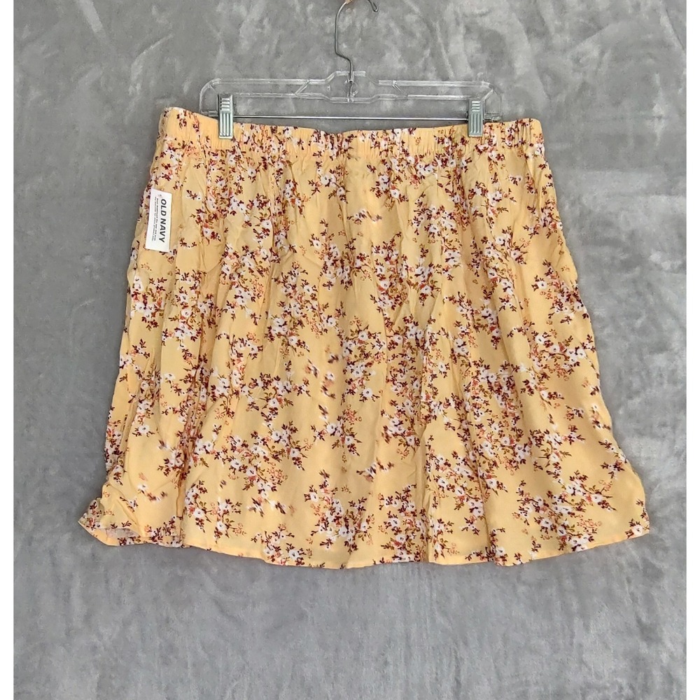 Old Navy‎ Floral Mini Skirt Bundle Of 2 Yellow Black Elastic Waist Womens XL NWT - Picture 6 of 12